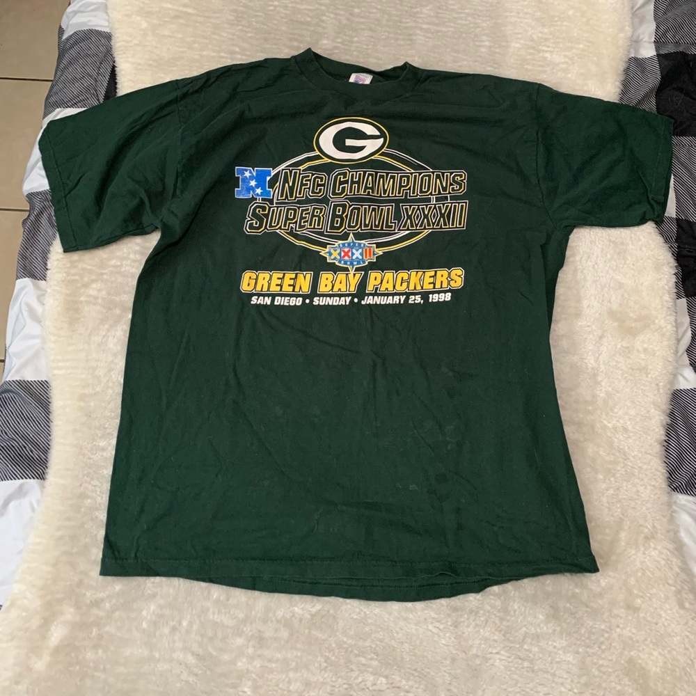 Vintage 1998 Green Bay‎ Packers Super Bowl 32 NFC Champions Logo 7 Shirt XXL